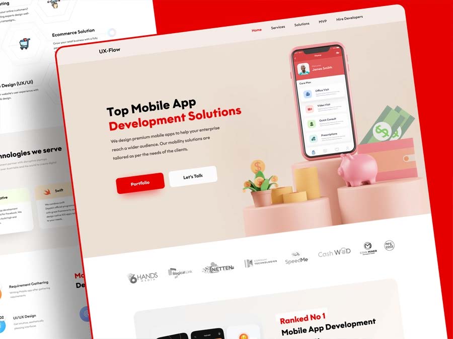 Mobile services website interface